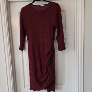 Elegant Burgundy Knit Maternity Dress